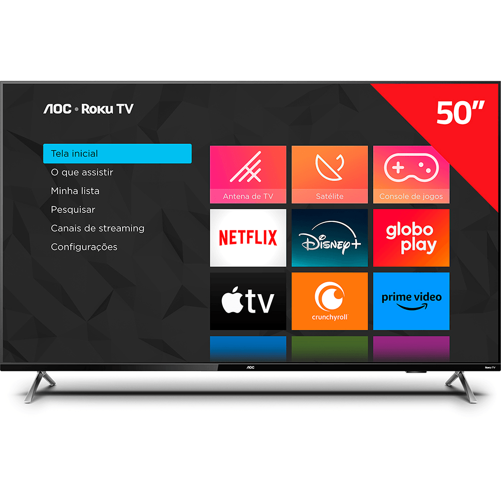 Smart TV Roku AOC 50” UHD 4K 50U6125/78G compatível Alexa, Siri e Google Assistente