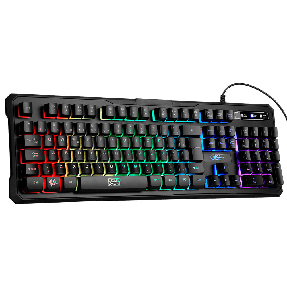 Teclado Gamer ELG Flakes Power Battle Membrana Tripla 107 Teclas Retroiluminadas